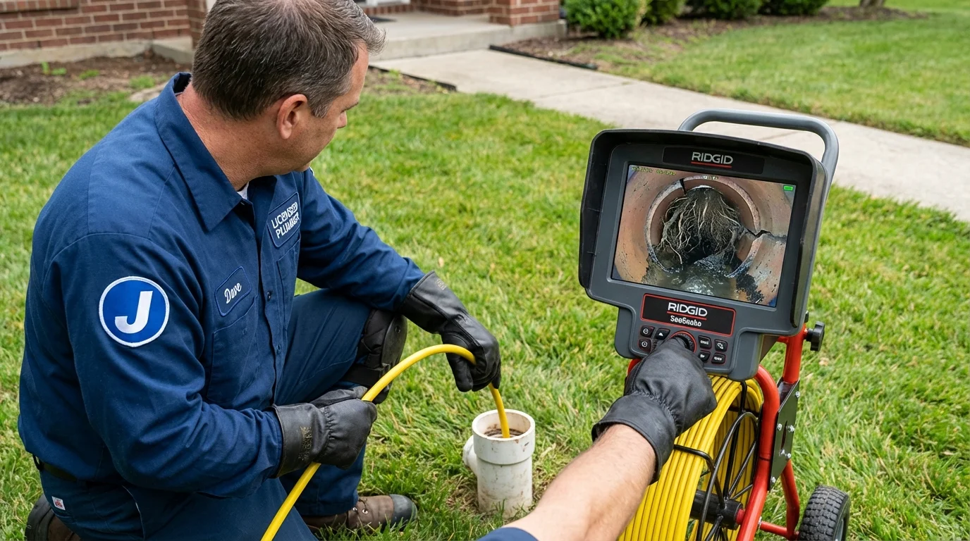 Sewer camera inspection being performed by Johns Plumbing LLC in Lake Geneva